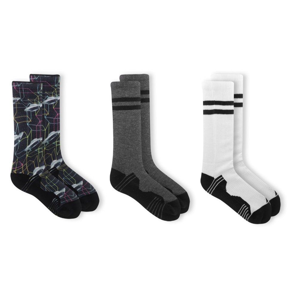 Russell Boys' 360 Crew Socks, 3 Pack Assorted L